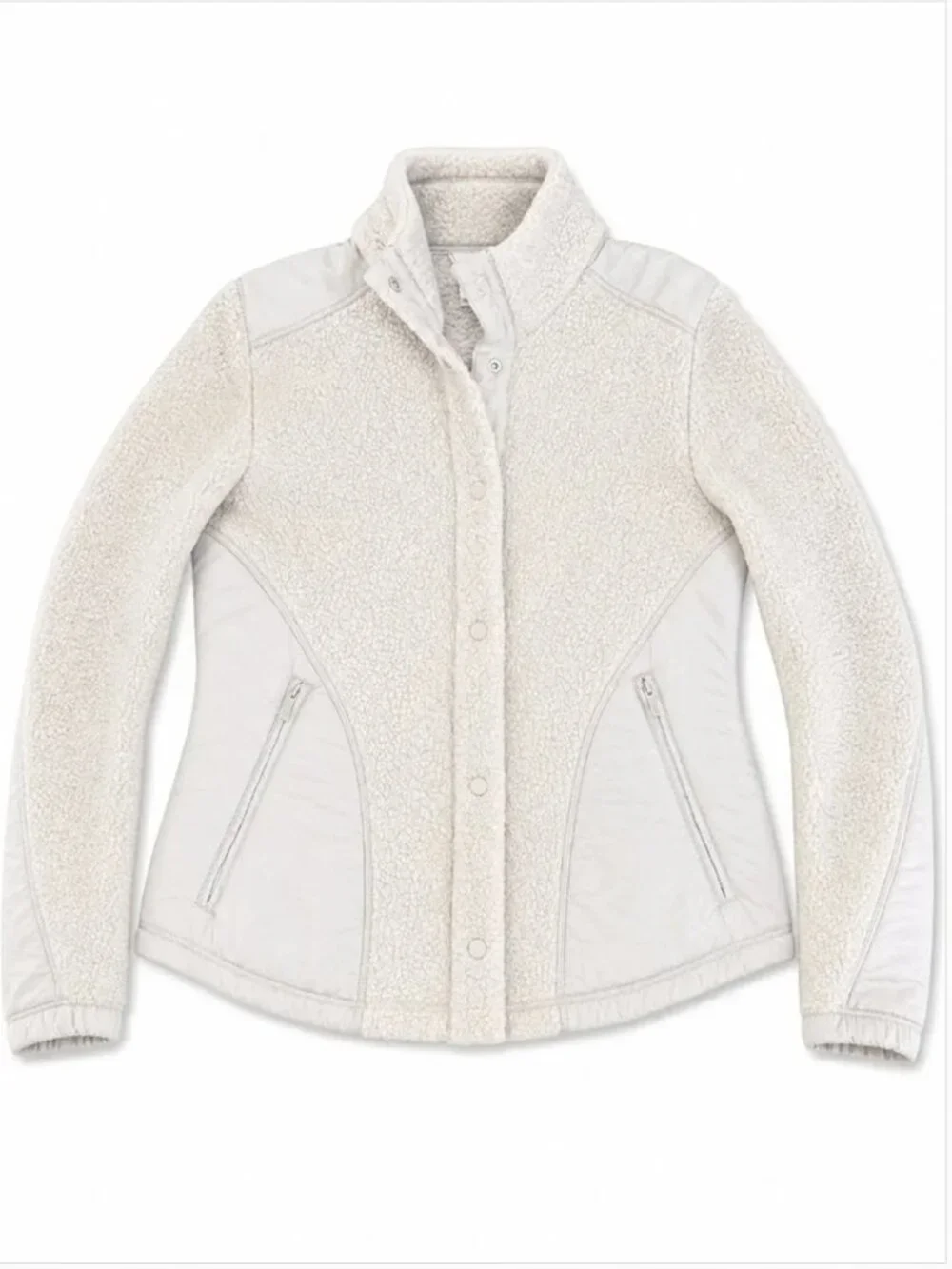 Lululemon Fleece Jacket Size 8 Light Grey Snap Front Cozy Athleisure Jacket